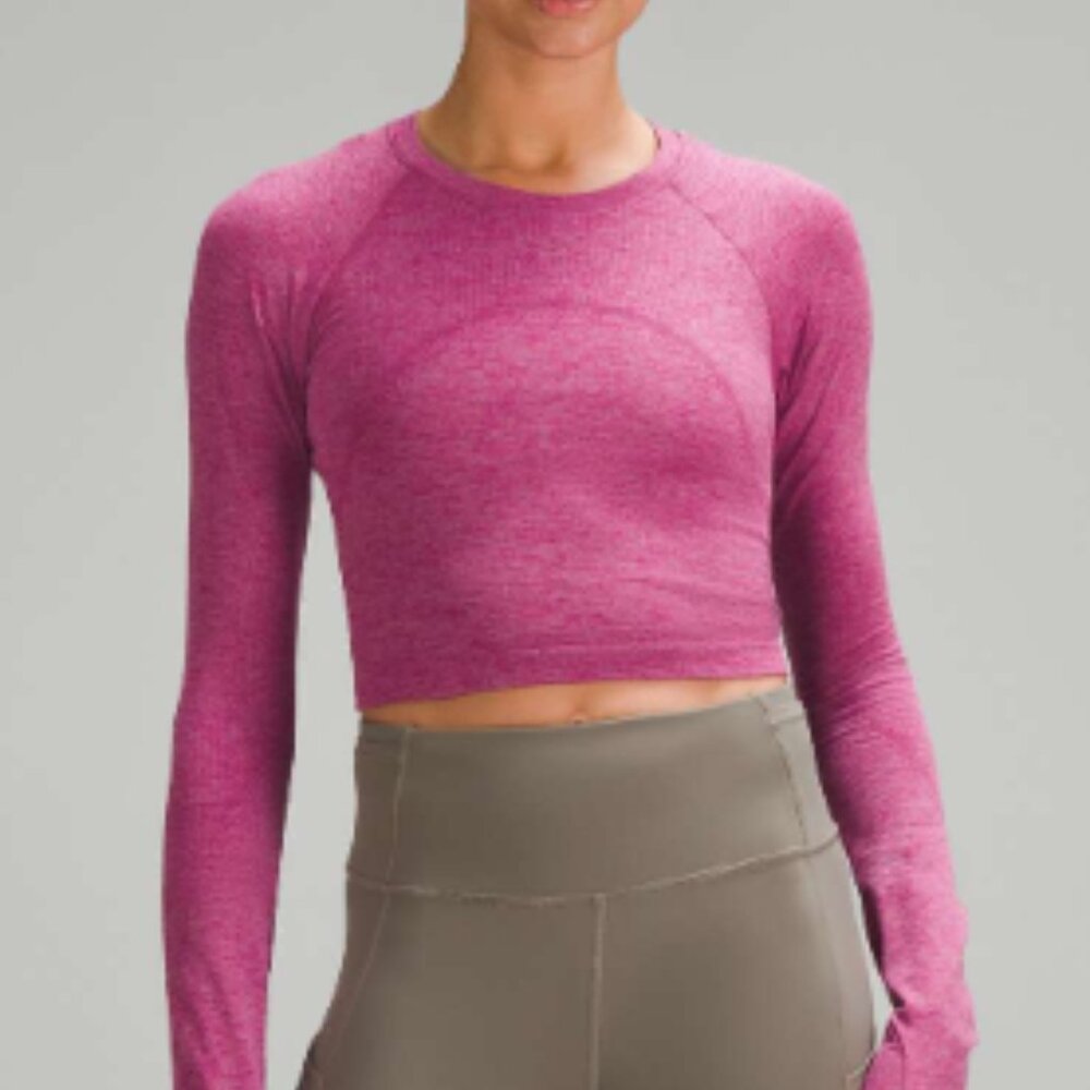 Like new Lululemon Swiftly Tech Cropped Long-Sleeve Shirt 2.0 in Wild Berry